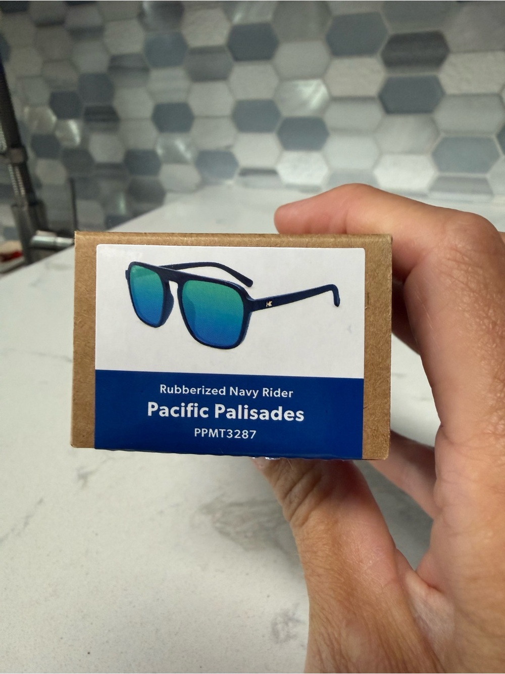 Pacific Palisades Rubberized Navy Rider Sunglasses - Navy with Blue-Green Lenses